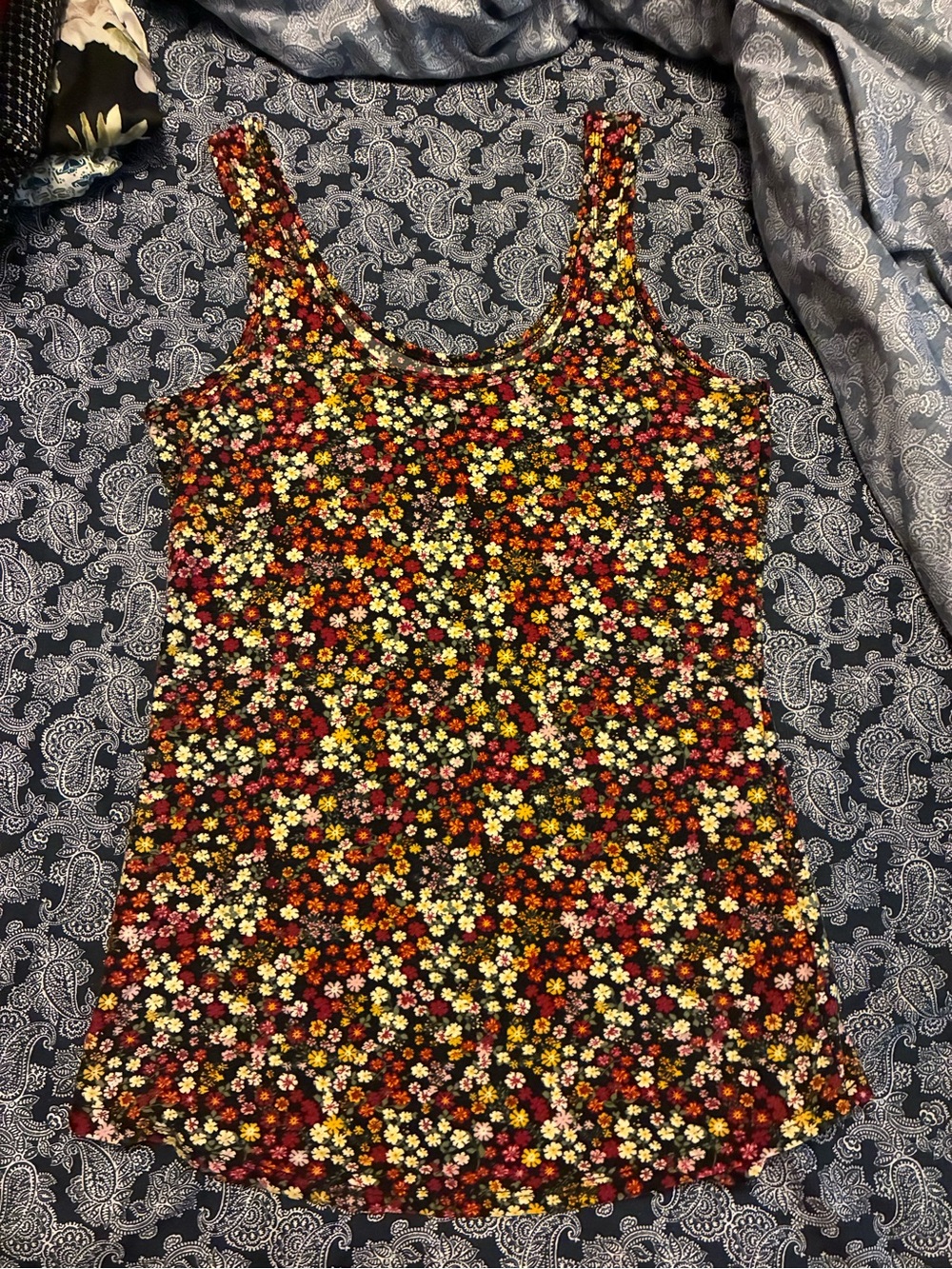 No Boundaries Black Floral Scoop Tank Top